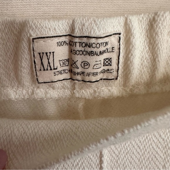 THE EARTH COLLECTION Natural Cotton Cream Wide Leg Crop Pants Greek Key Hem XXL - Picture 5 of 10